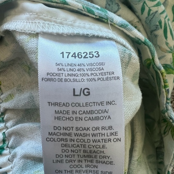 Ellen Tracy Linen Blend Tropical Print Pockets Elastic Back Waist Skort Size L - Picture 9 of 9